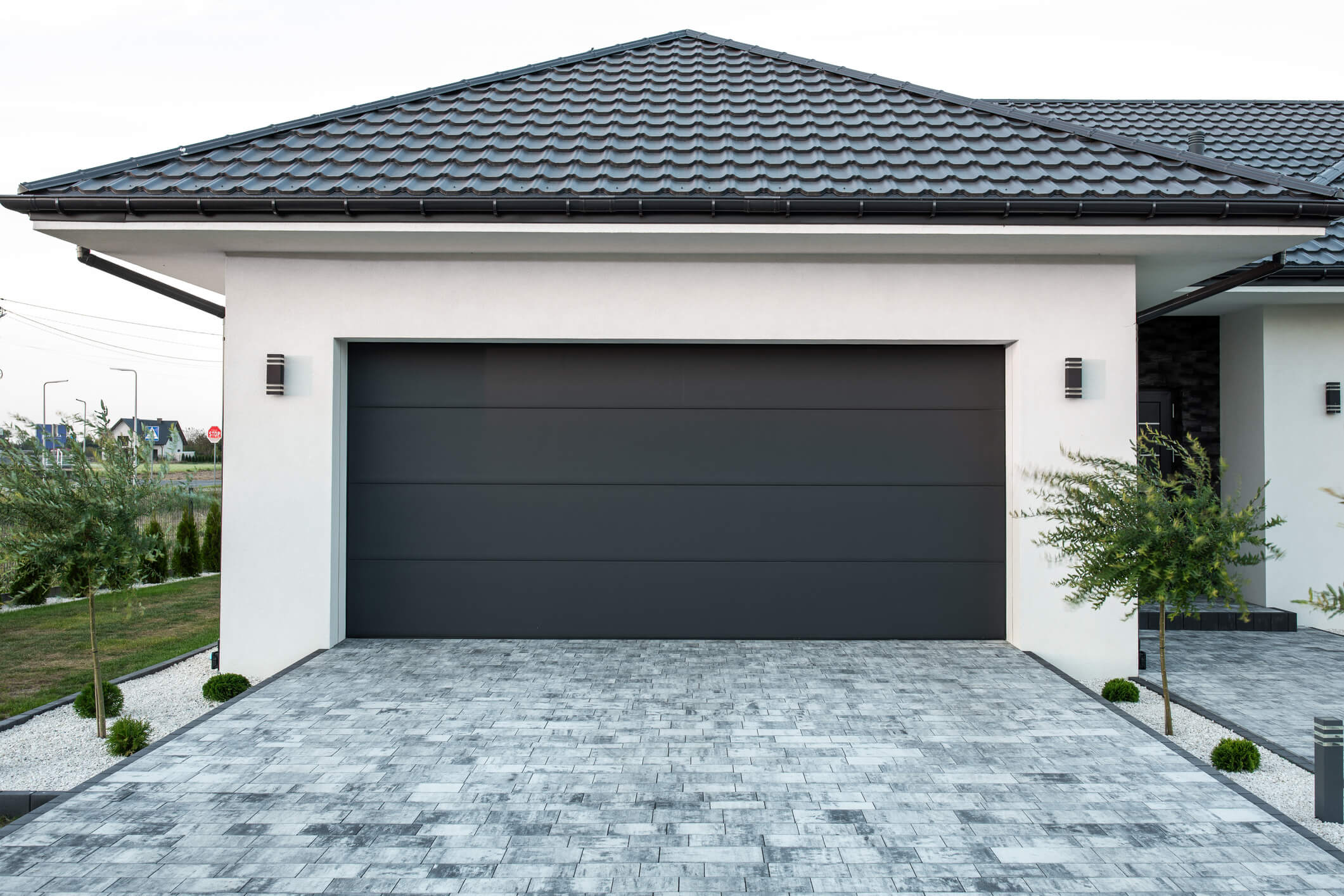 black electric garage door